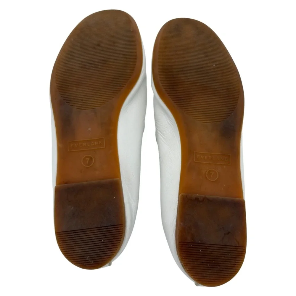 Everlane Day Glove Leather Ballet Flats Ivory Cream‎ Slip On Loafers Women's 7